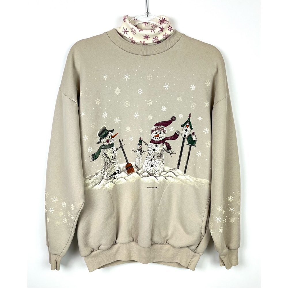 Vintage Art Ultimate Snowman Graphic Pullover Sweater